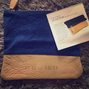 R.B. Of McD #2 clutch navy beige popsugar new